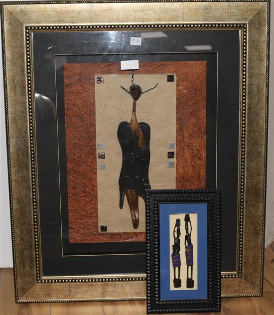 A South African sculpture in frame and a smaller ditto